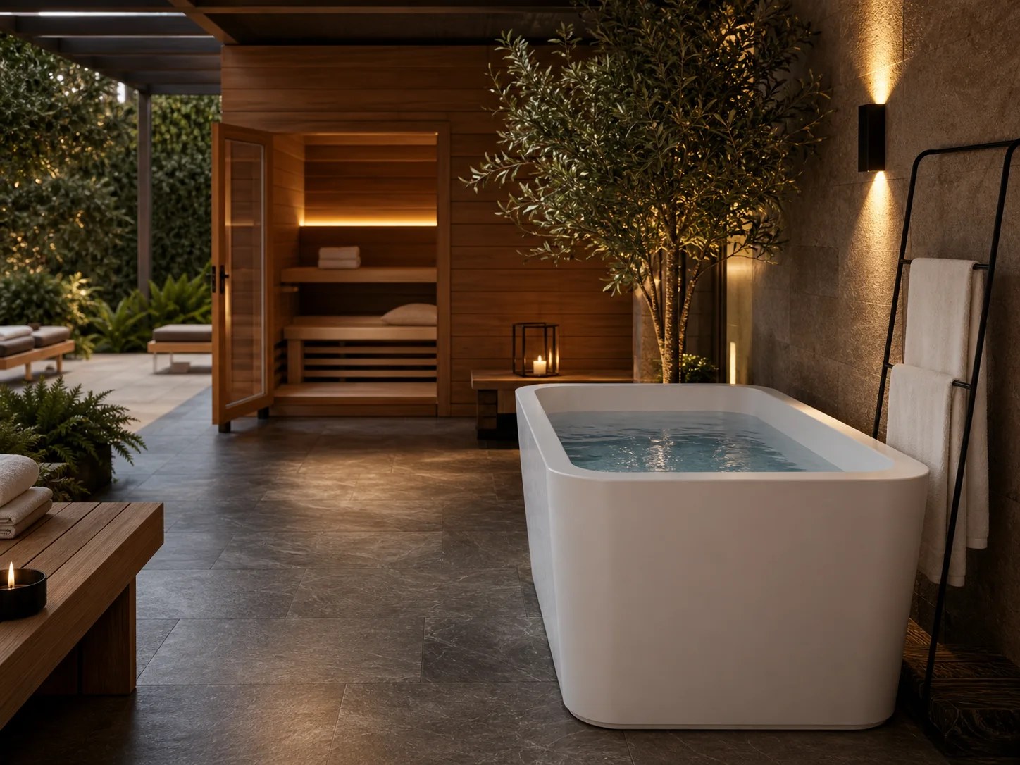 Custom cold plunge system for hospitality wellness project